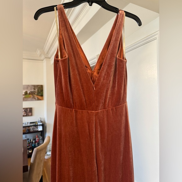 JENNY YOO DEVON DRESS VELVET- ENGLISH ROSE, SIZE:4 - Picture 4 of 6